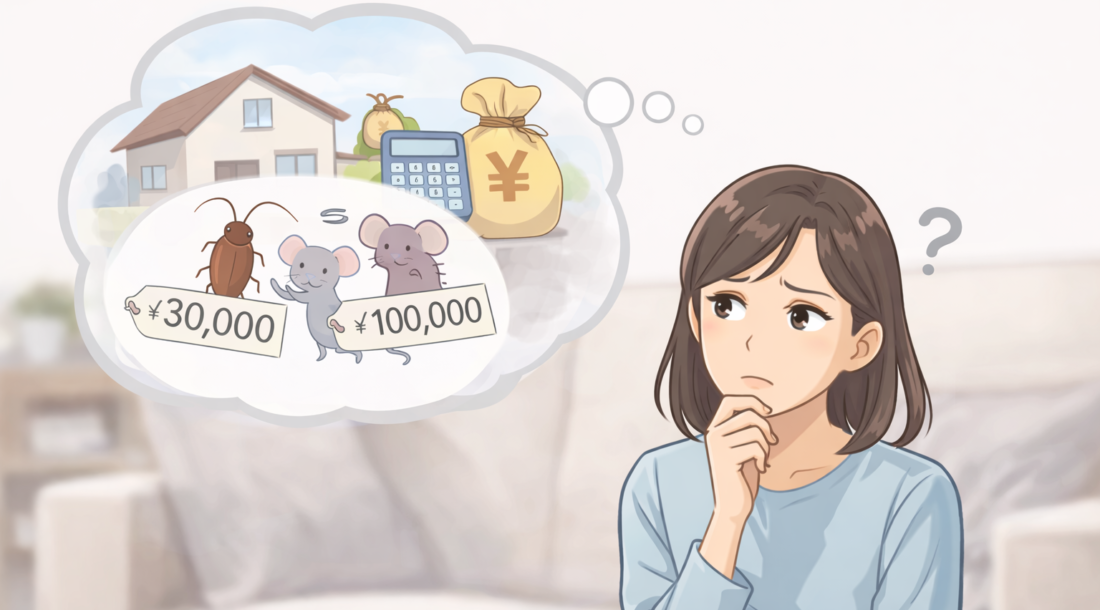 害虫駆除の費用に悩む女人
